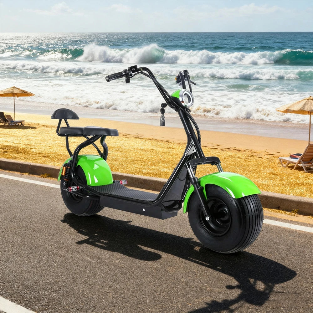 AKEZ Harley Electric Scooter 60V 1500W/2000W Brushless Motor, Lead-Acid Battery, LED Headlight, Rear Backrest, Dual Suspension Cruise at 25km/h ¨C Unlock More Power (Details Inside)*