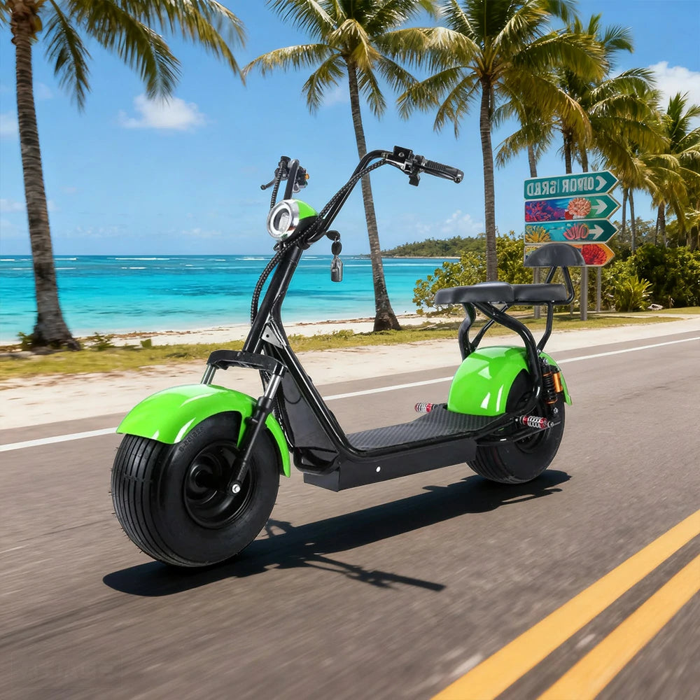 AKEZ Harley Electric Scooter 60V 1500W/2000W Brushless Motor, Lead-Acid Battery, LED Headlight, Rear Backrest, Dual Suspension Cruise at 25km/h – Unlock More Power (Details Inside)*