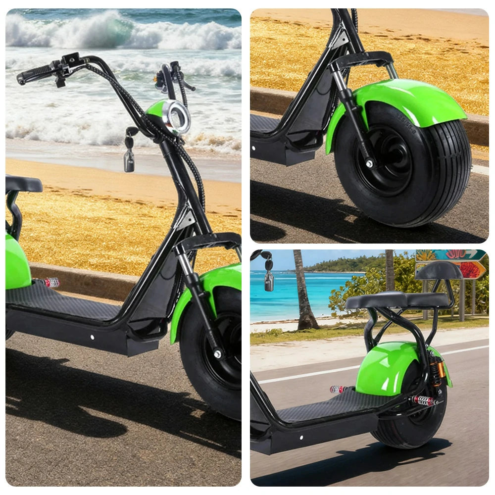 AKEZ Harley Electric Scooter 60V 1500W/2000W Brushless Motor, Lead-Acid Battery, LED Headlight, Rear Backrest, Dual Suspension Cruise at 25km/h ¨C Unlock More Power (Details Inside)*