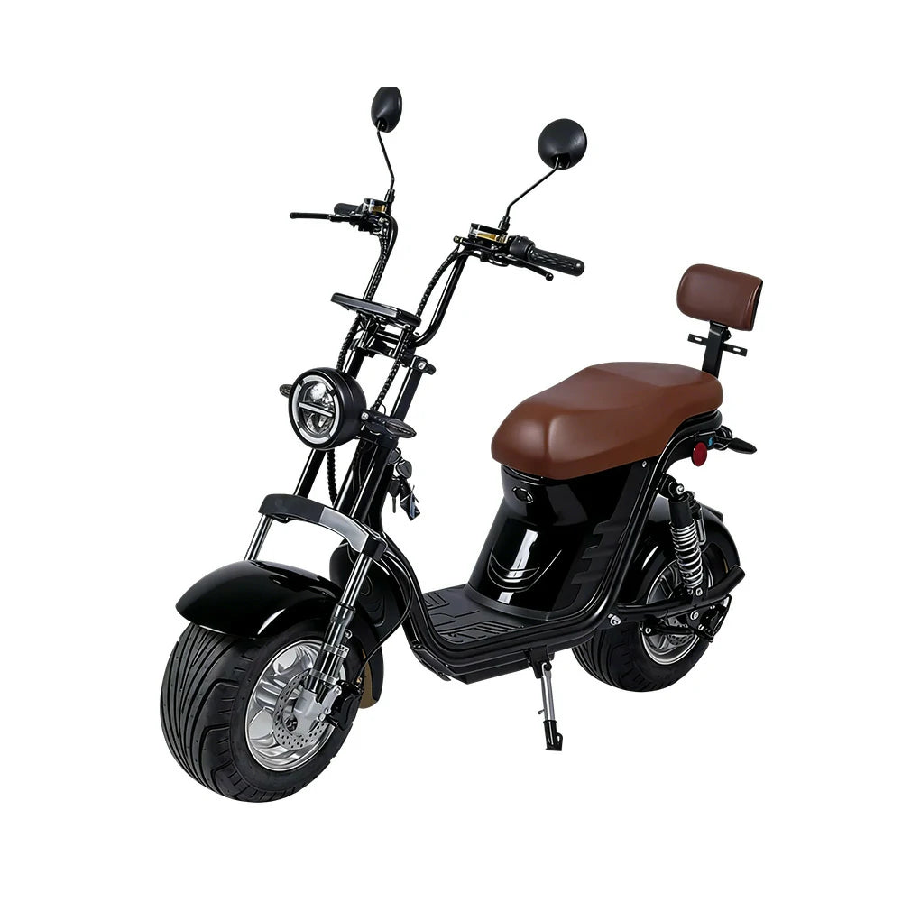 AKEZ Harley Electric Scooter 1500W Power 60V 20Ah Lithium Battery Seamless Steel Frame Dual Suspension & Disc Brakes - Black Cruise at 25km/h - Unlock More Power (Details Inside)*