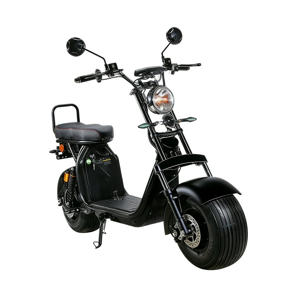AKEZ Harley Electric Scooter 1500W Motor 60V 20Ah Lithium Battery Seamless Steel Frame Long Range with Dual Suspension - Black Cruise at 25km/h - Unlock More Power (Details Inside)*