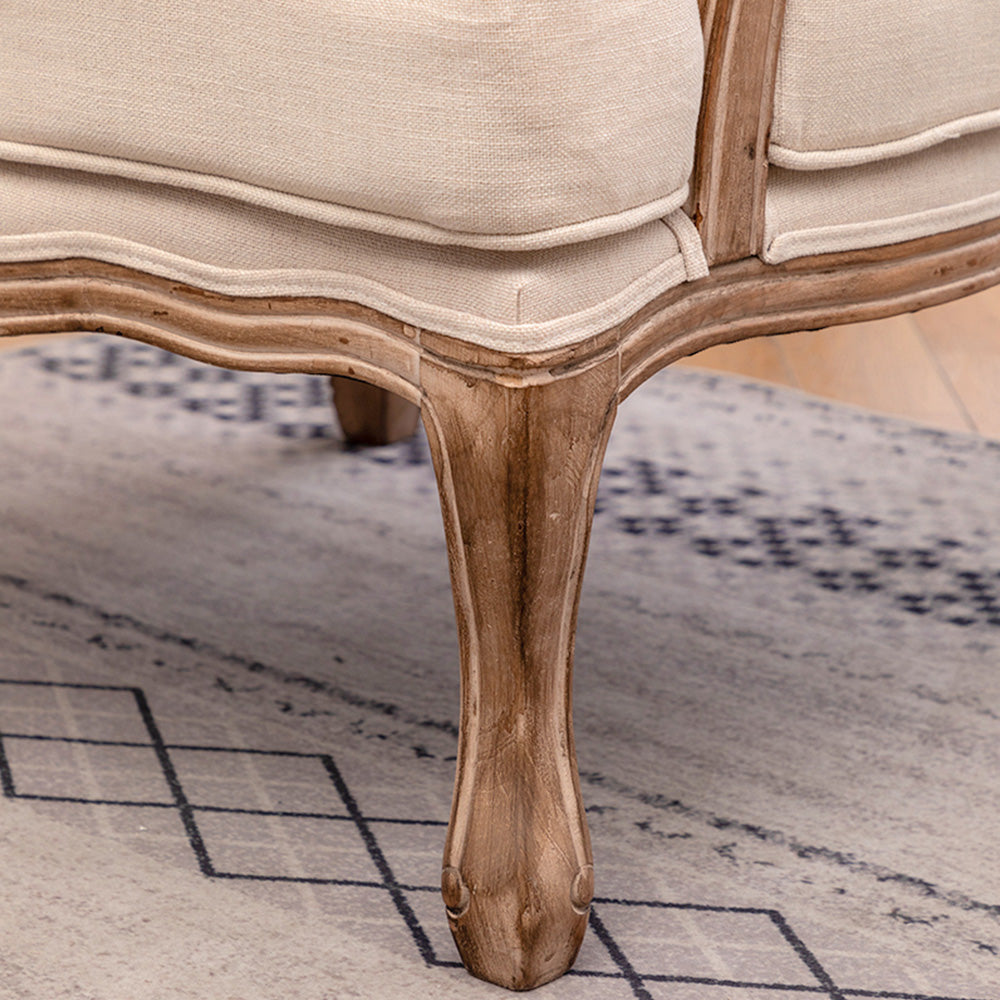 LIVARA Oak Wood Traditional French Accent Chair