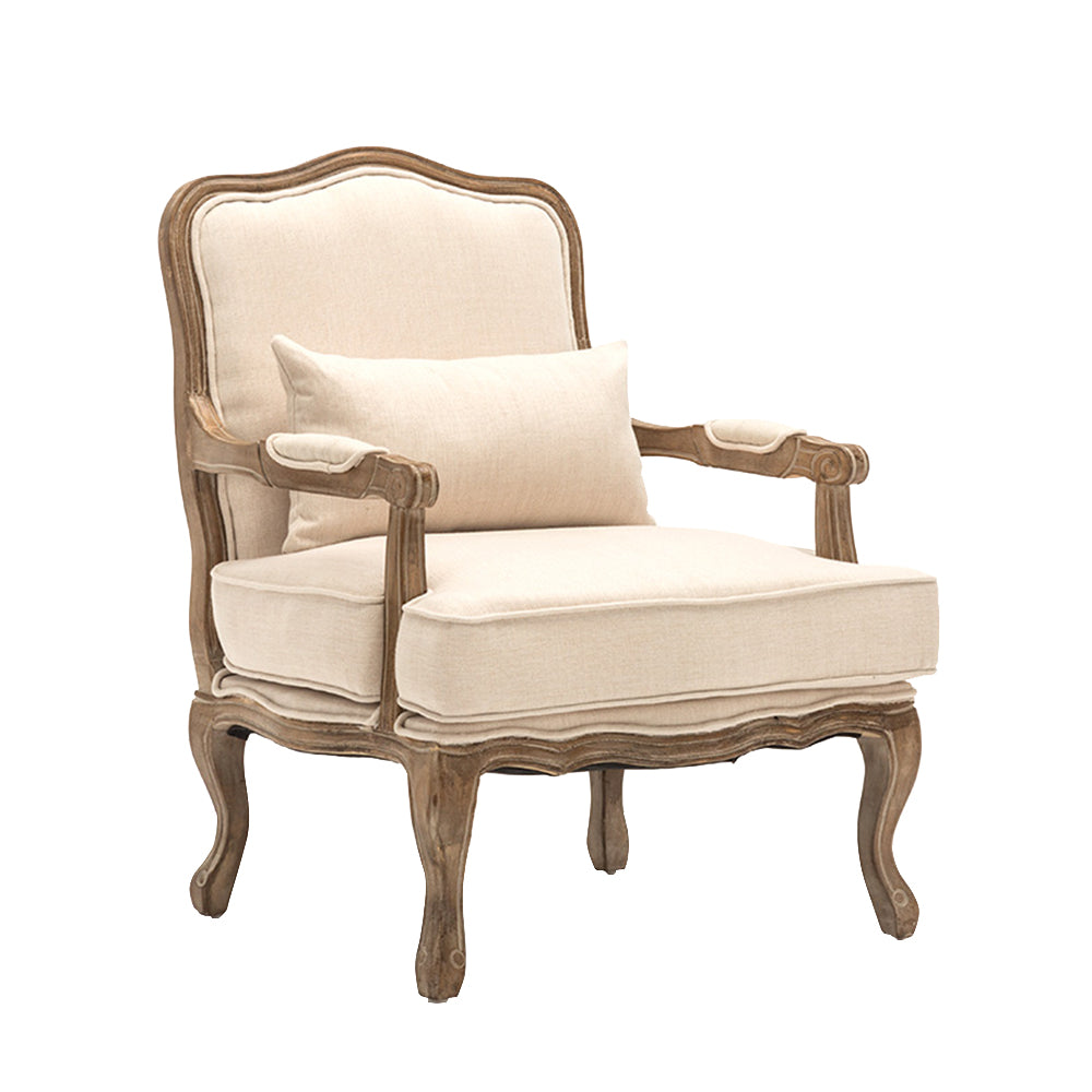 LIVARA Oak Wood Traditional French Accent Chair