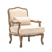 LIVARA Oak Wood Traditional French Accent Chair
