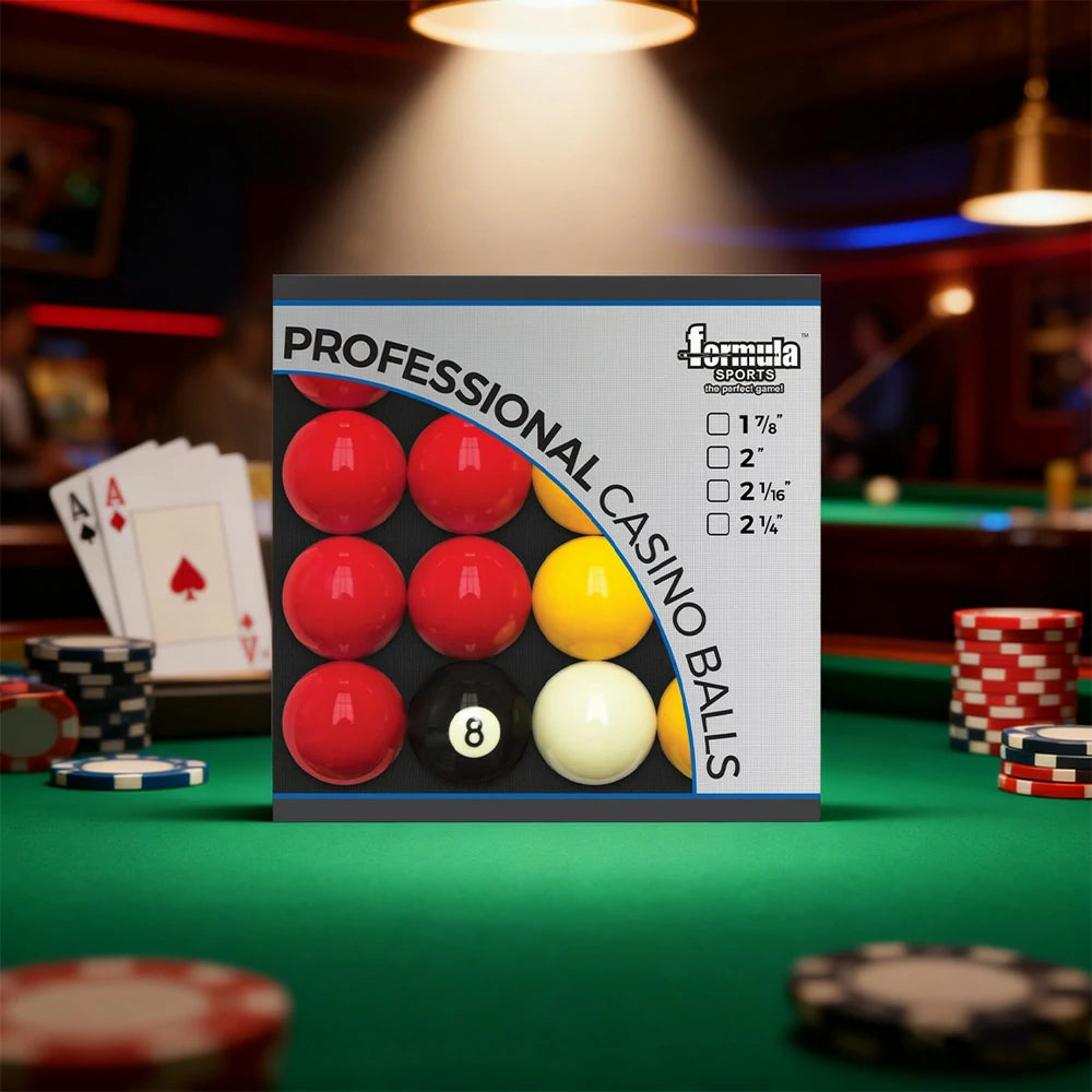 Professional Casino Balls 2" Boxed Set, Precision Resin Billiard Ball Pack with Luster Finish