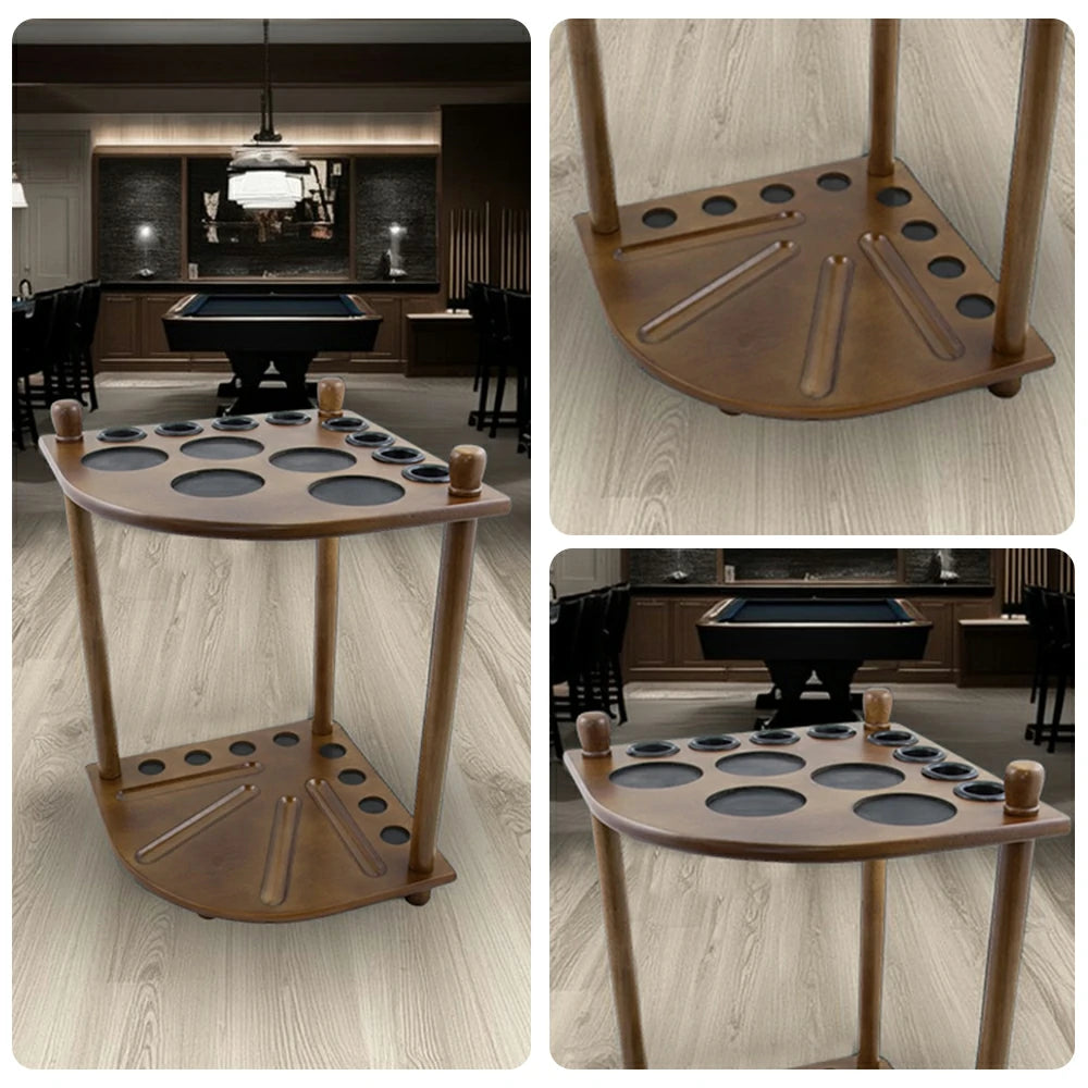 ARIX OAK Corner Cue Rack, 8-Cue Wooden Floor Stand with Smooth Finish and Stable Dual-Level Holder Design - Oak Wood Tone