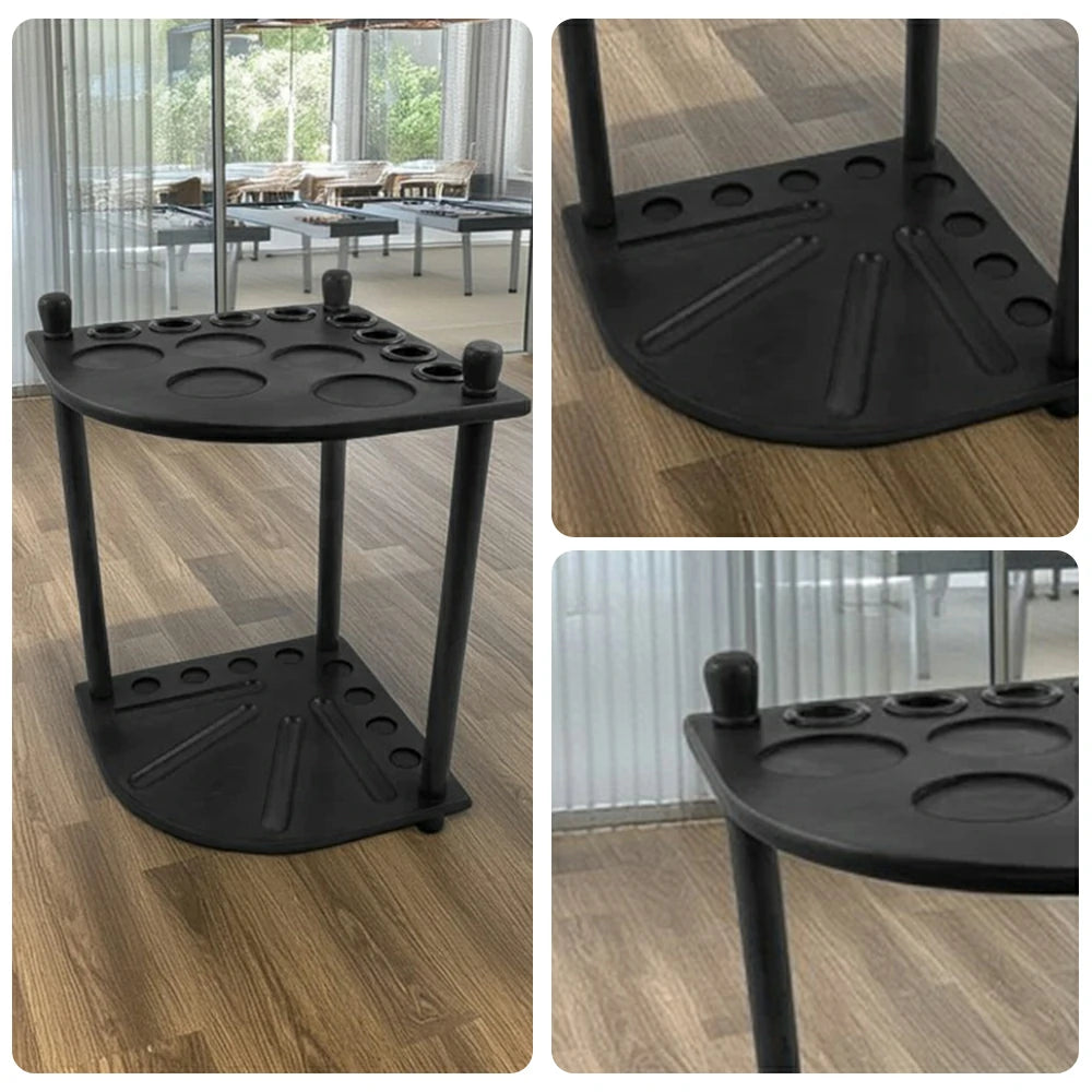 ARIX Mahogany Corner Cue Rack, 8-Cue Wooden Floor Stand with Smooth Finish and Stable Dual-Level Holder Design - Black