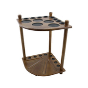ARIX OAK Corner Cue Rack, 8-Cue Wooden Floor Stand with Smooth Finish and Stable Dual-Level Holder Design - Oak Wood Tone