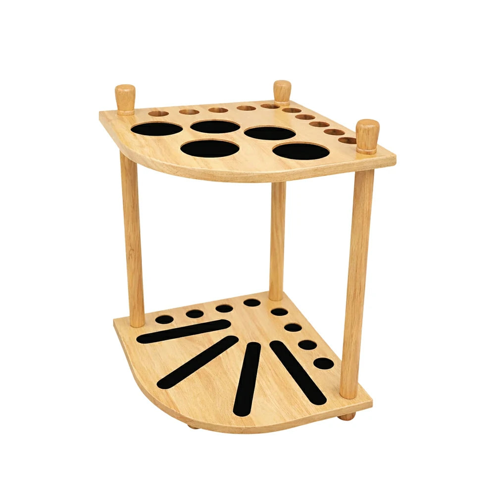 ARIX Mahogany Corner Cue Rack, 8-Cue Wooden Floor Stand with Smooth Finish and Stable Dual-Level Holder Design - Wood