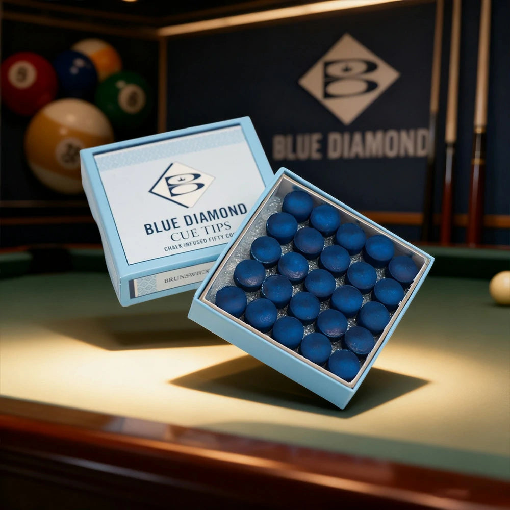 ARIX Blue Diamond 50-Pack Leather Cue Tips, 9/10/11mm Chalk-Infused Precision Performance