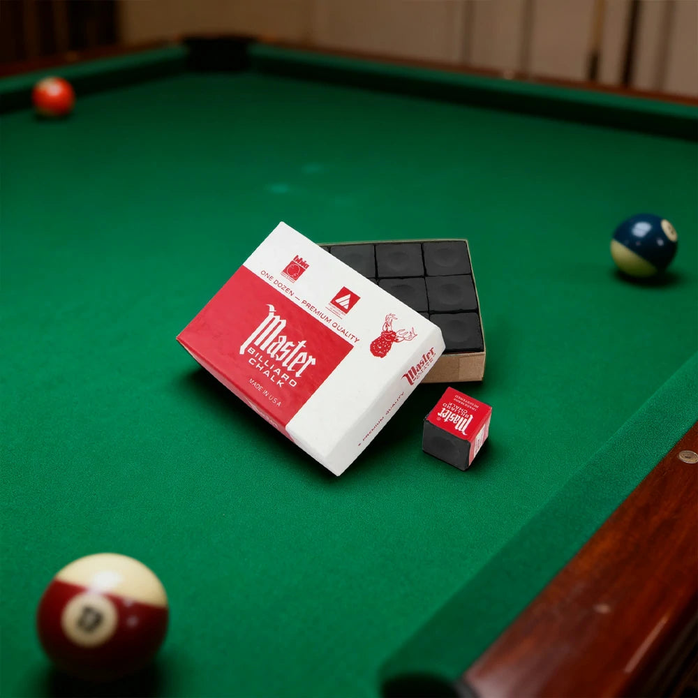 ARIX Master 12-Pack Billiard Cue Chalk, Premium Texture & Consistent Grip - Black