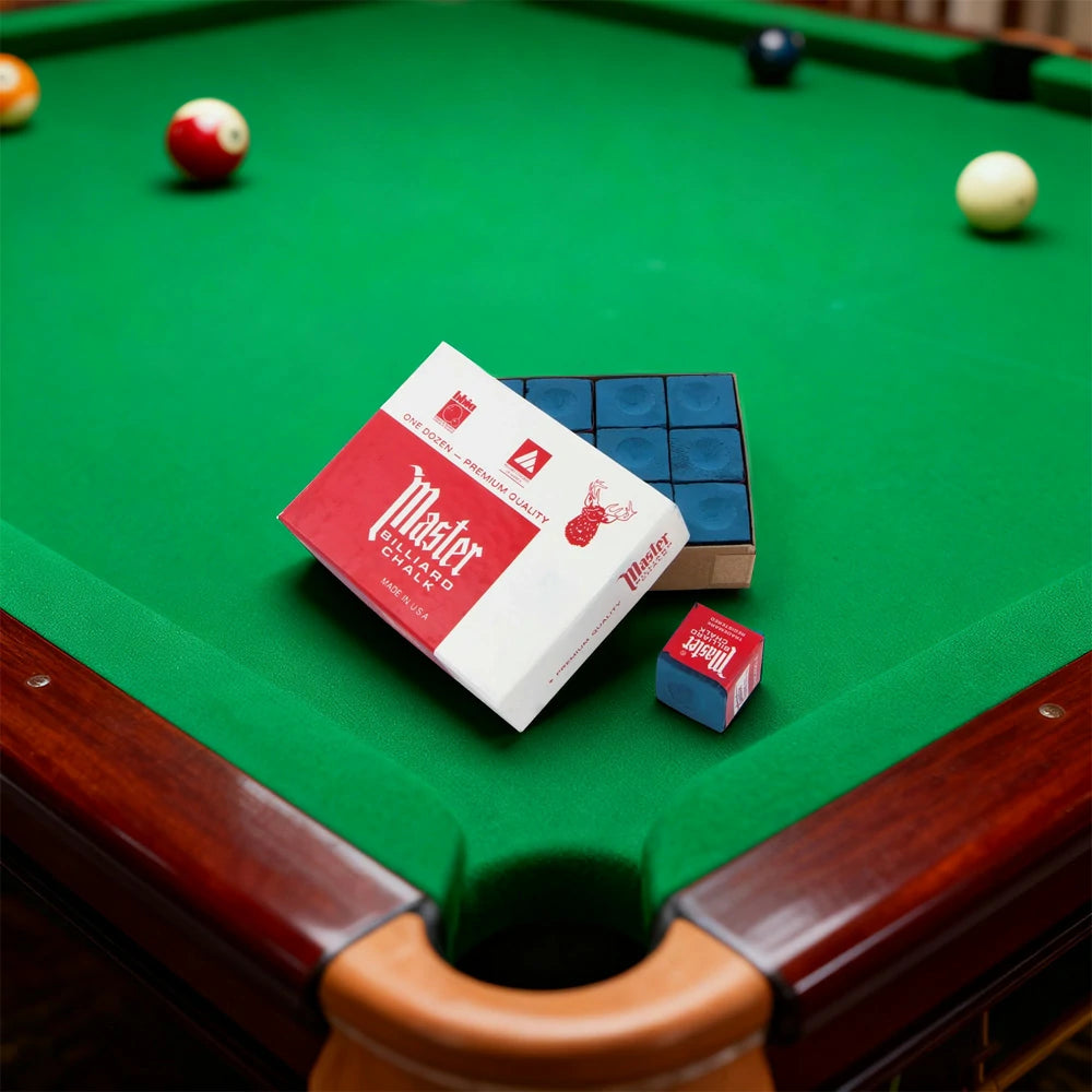 ARIX Master 12-Pack Billiard Cue Chalk, Premium Texture & Consistent Grip - Blue