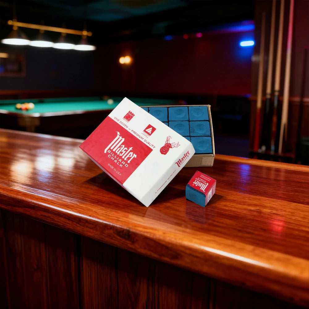ARIX Master 12-Pack Billiard Cue Chalk, Premium Texture & Consistent Grip - Blue