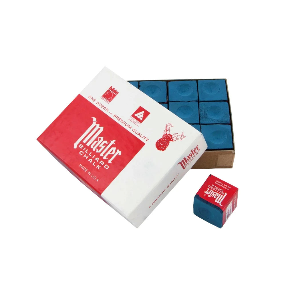 ARIX Master 12-Pack Billiard Cue Chalk, Premium Texture & Consistent Grip - Blue