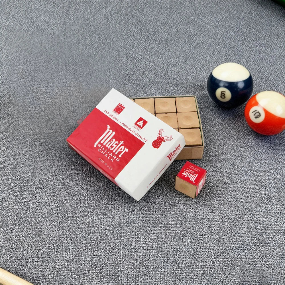 ARIX Master 12-Pack Billiard Cue Chalk, Premium Texture & Consistent Grip - Gold