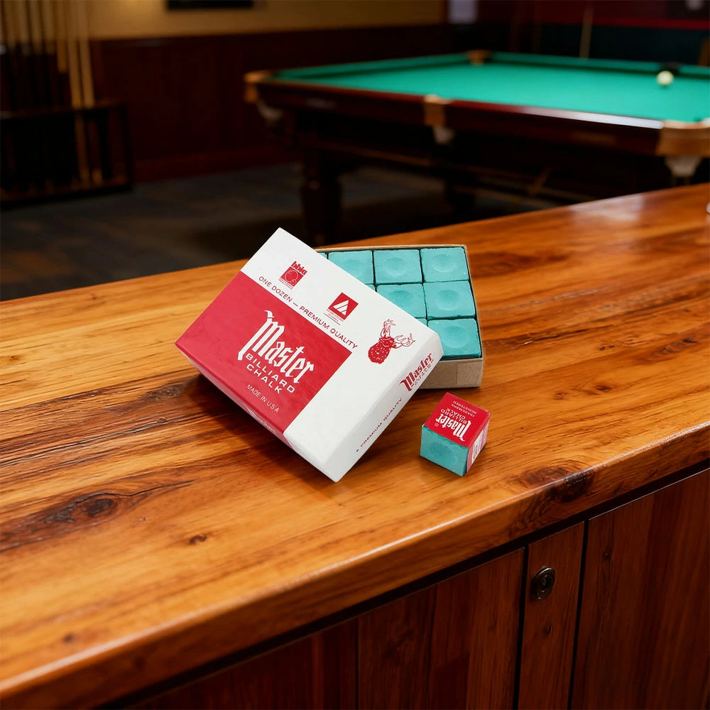 ARIX Master 12-Pack Billiard Cue Chalk, Premium Texture & Consistent Grip - Green