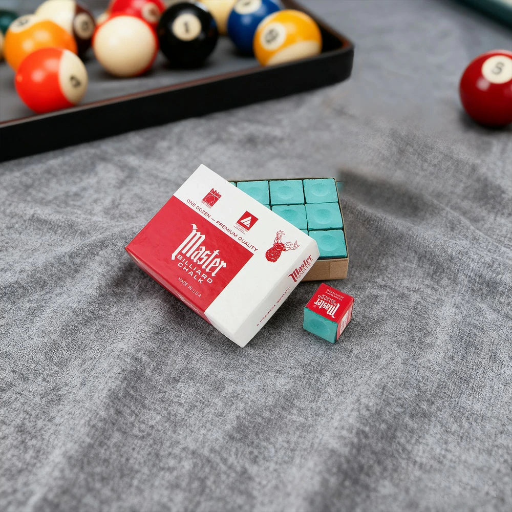 ARIX Master 12-Pack Billiard Cue Chalk, Premium Texture & Consistent Grip - Green