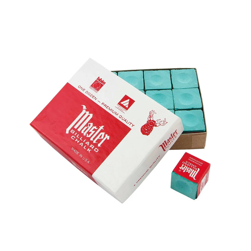 ARIX Master 12-Pack Billiard Cue Chalk, Premium Texture & Consistent Grip - Green