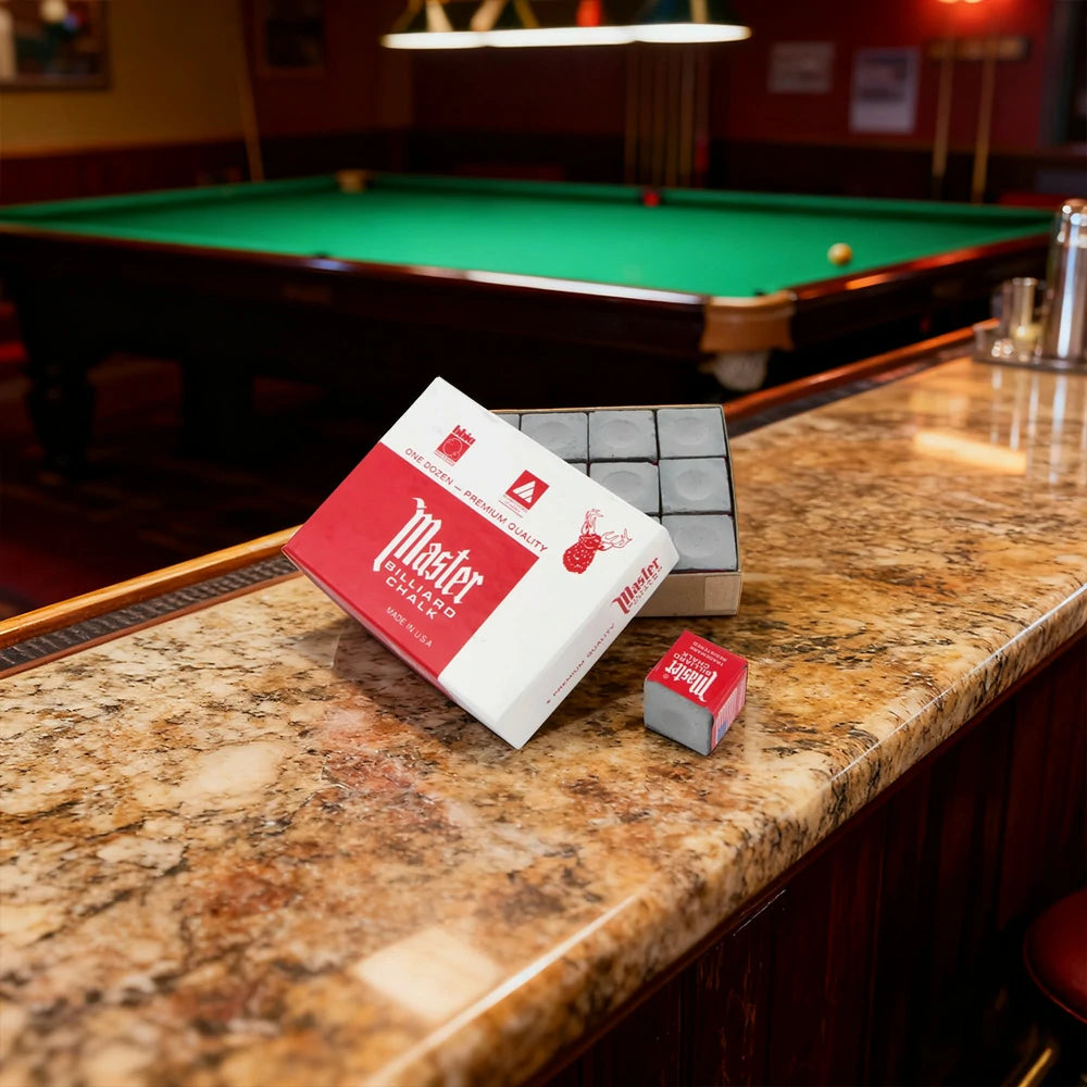 ARIX Master 12-Pack Billiard Cue Chalk, Premium Texture & Consistent Grip - Grey