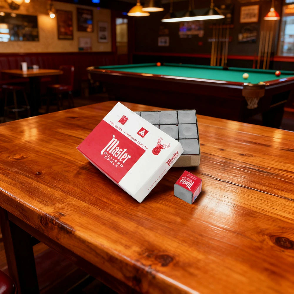 ARIX Master 12-Pack Billiard Cue Chalk, Premium Texture & Consistent Grip - Grey