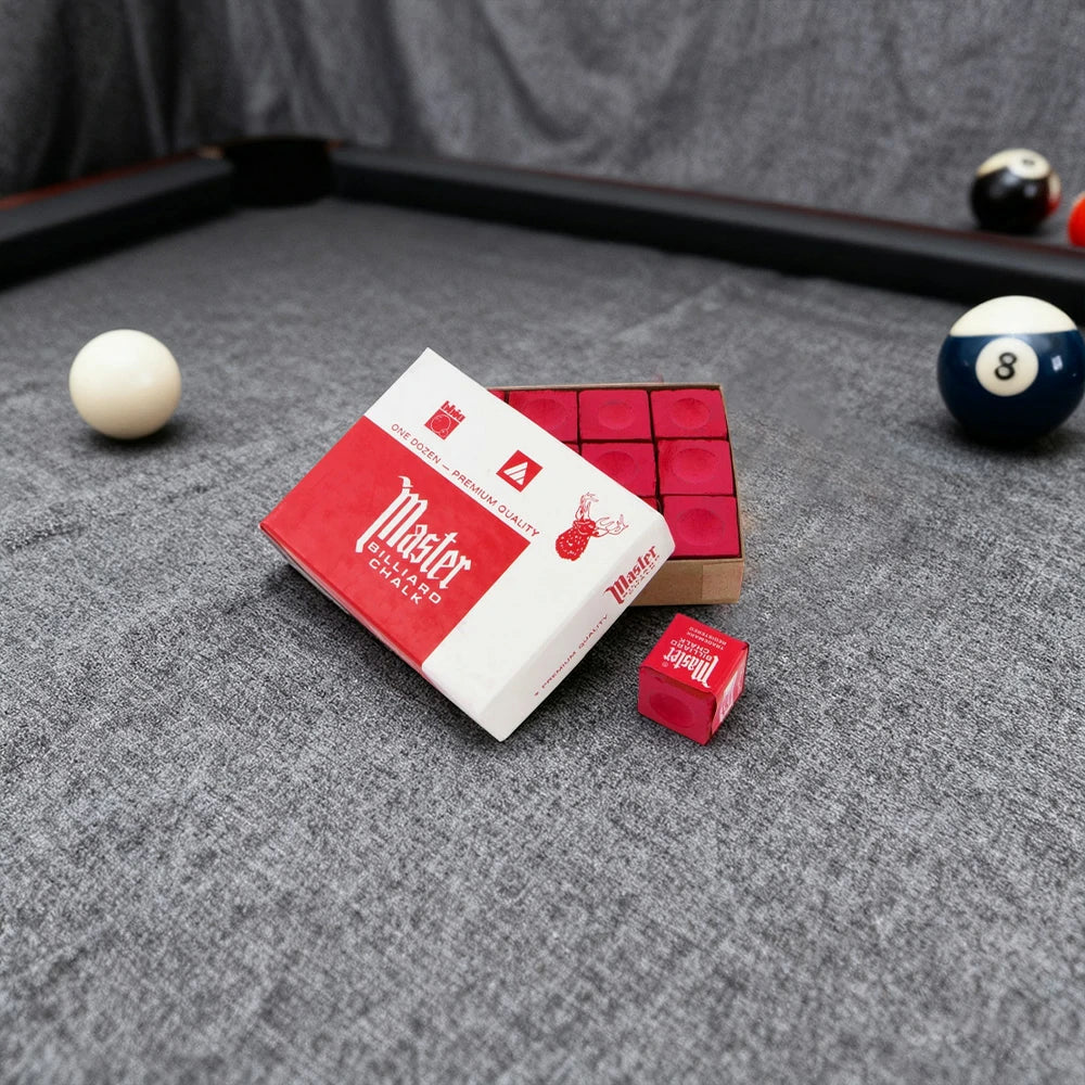 ARIX Master 12-Pack Billiard Cue Chalk, Premium Texture & Consistent Grip - Red