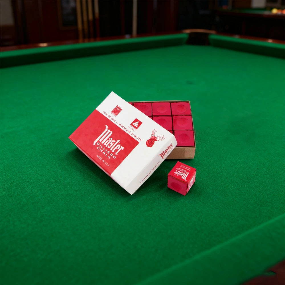 ARIX Master 12-Pack Billiard Cue Chalk, Premium Texture & Consistent Grip - Red