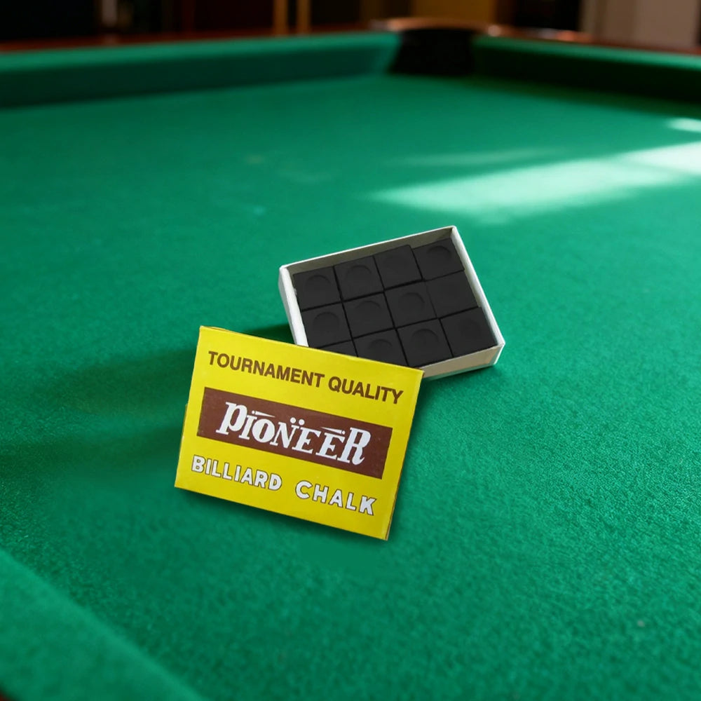 ARIX Pioneer Chalk 12-Pack, Tournament-Grade Cue Chalk with Smooth Coating - Black