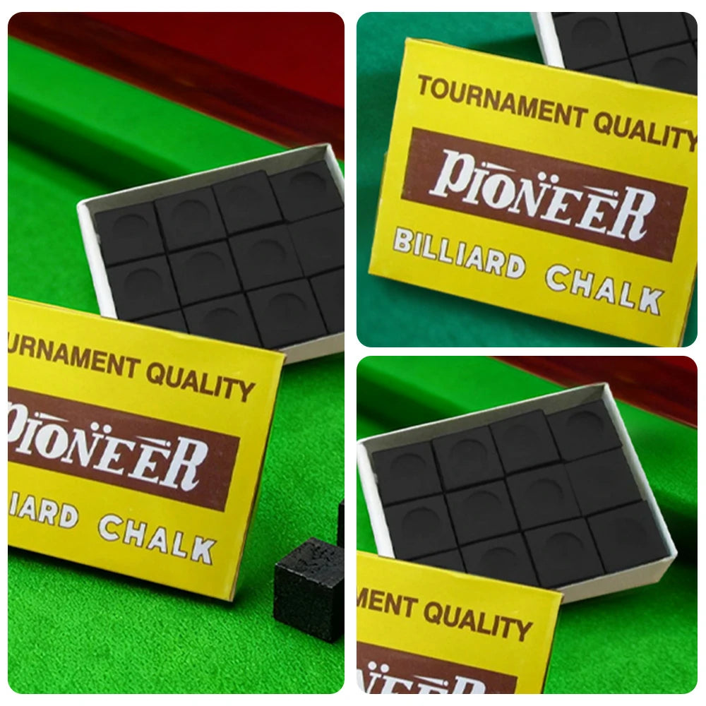 ARIX Pioneer Chalk 12-Pack, Tournament-Grade Cue Chalk with Smooth Coating - Black