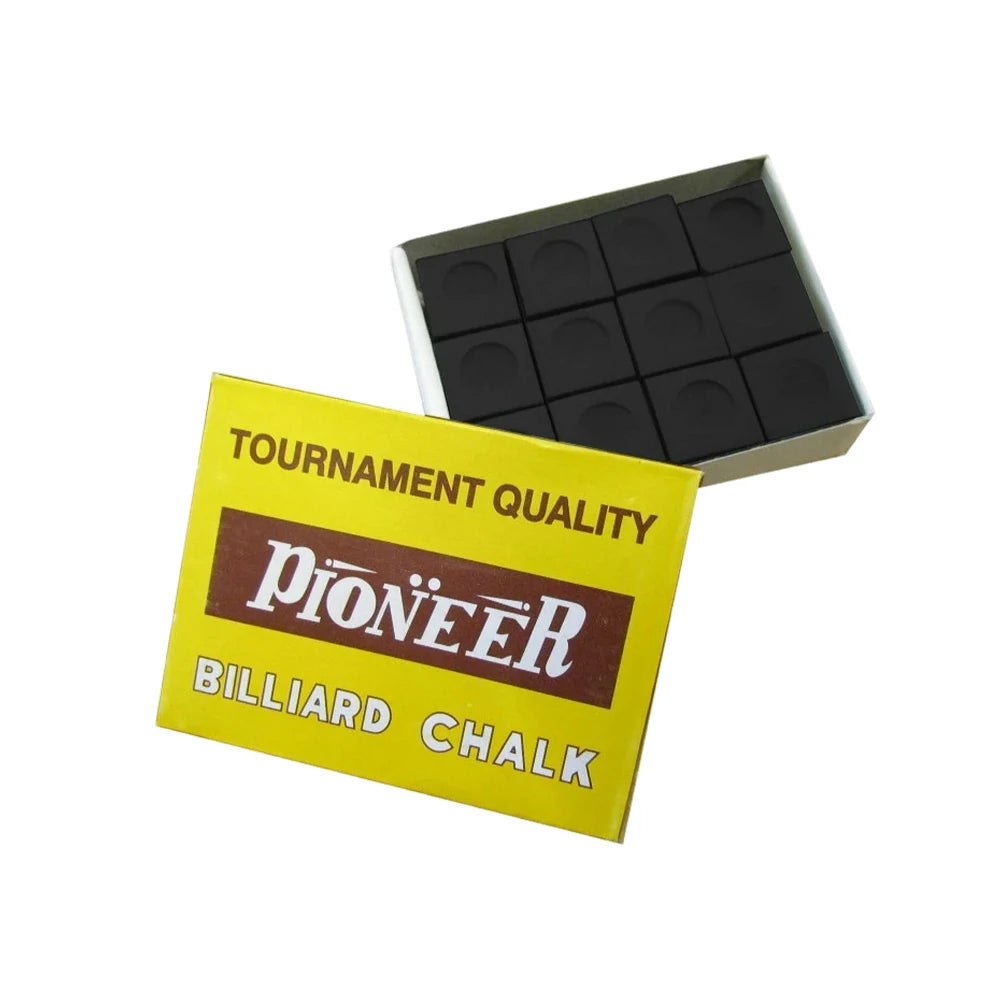 ARIX Pioneer Chalk 12-Pack, Tournament-Grade Cue Chalk with Smooth Coating - Black