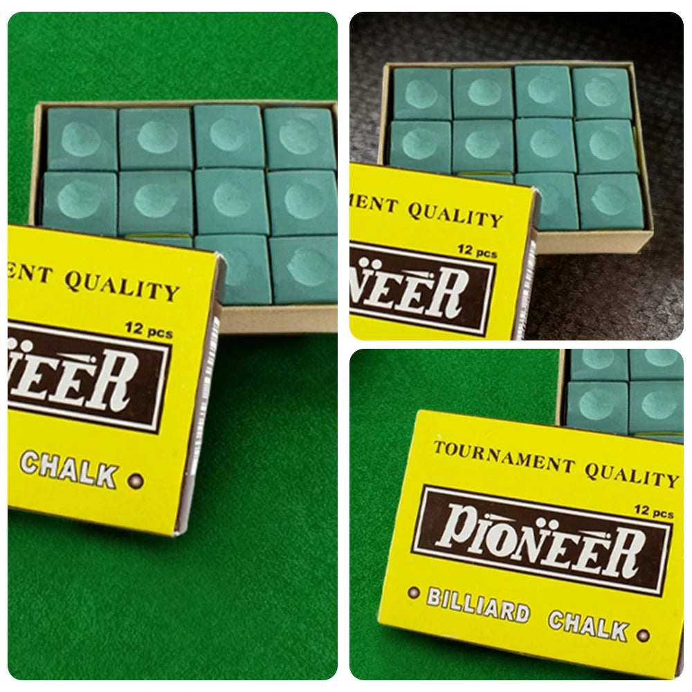 ARIX Pioneer Chalk 12-Pack, Tournament-Grade Cue Chalk with Smooth Coating - Green