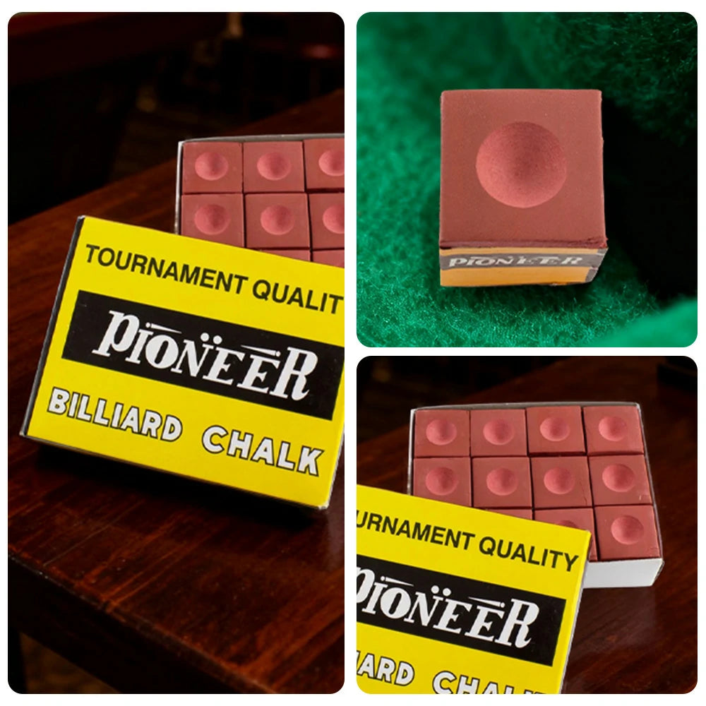 ARIX Pioneer Chalk 12-Pack, Tournament-Grade Cue Chalk with Smooth Coating - Red