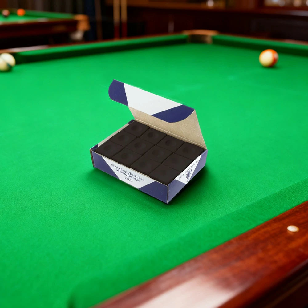 ARIX Silver Cup Chalk 12-Pack, Fine-Grain Cue Chalk for Smooth Control - Black