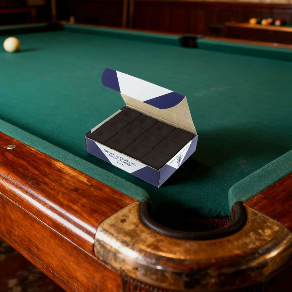 ARIX Silver Cup Chalk 12-Pack, Fine-Grain Cue Chalk for Smooth Control - Black