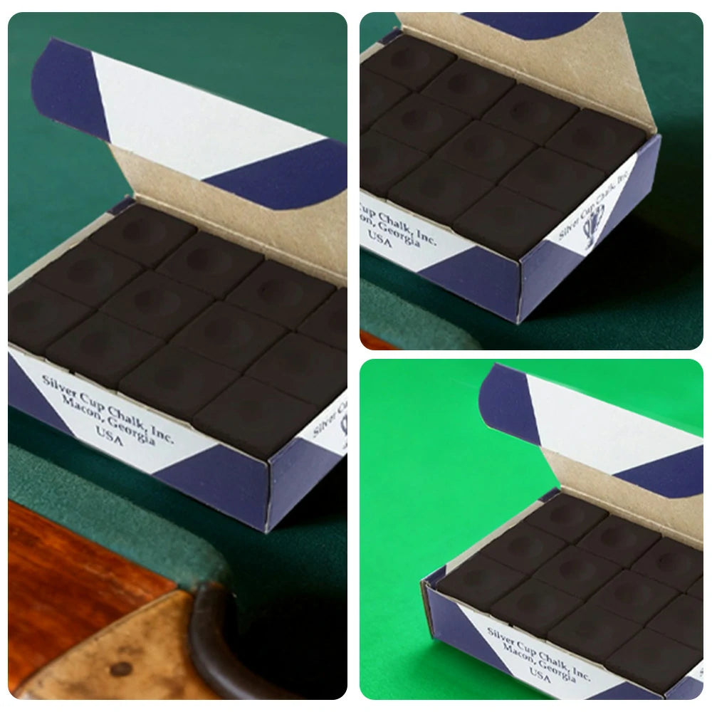 ARIX Silver Cup Chalk 12-Pack, Fine-Grain Cue Chalk for Smooth Control - Black