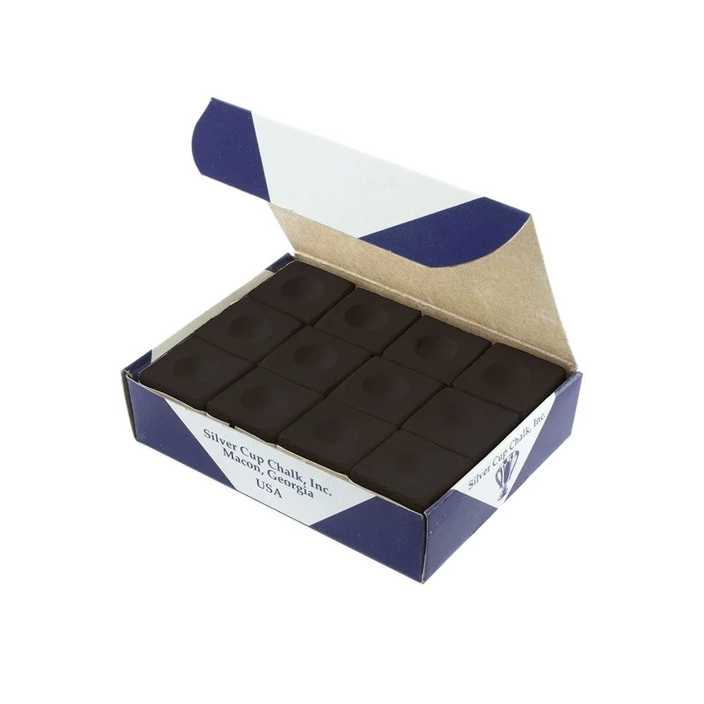 ARIX Silver Cup Chalk 12-Pack, Fine-Grain Cue Chalk for Smooth Control - Black