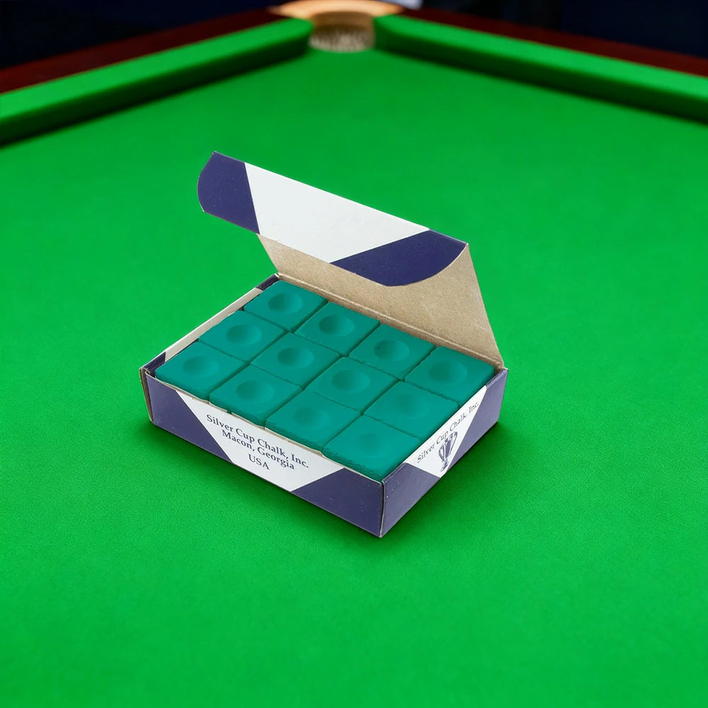 ARIX Silver Cup Chalk 12-Pack, Fine-Grain Cue Chalk for Smooth Control - Green