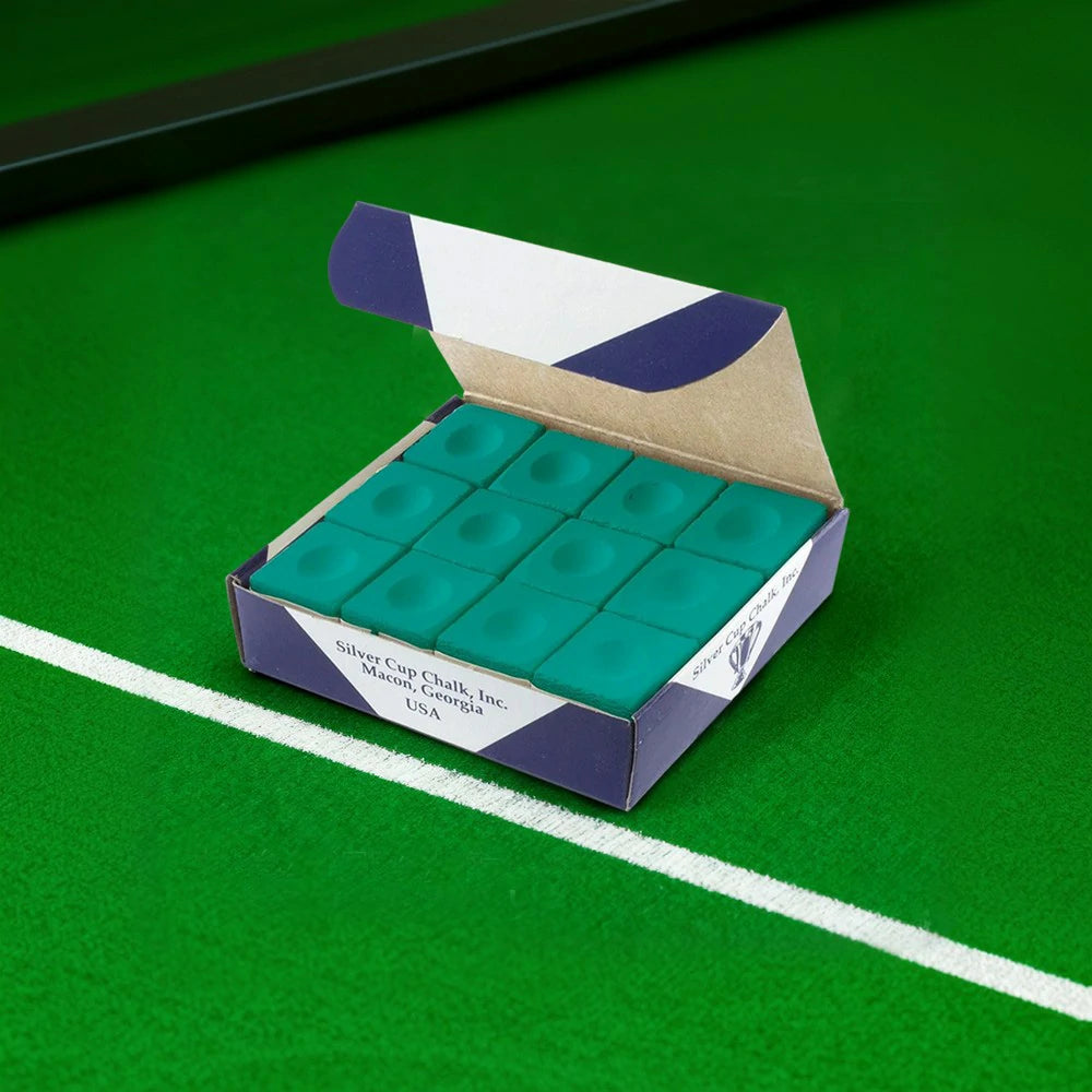 ARIX Silver Cup Chalk 12-Pack, Fine-Grain Cue Chalk for Smooth Control - Green