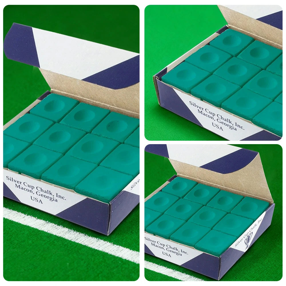 ARIX Silver Cup Chalk 12-Pack, Fine-Grain Cue Chalk for Smooth Control - Green