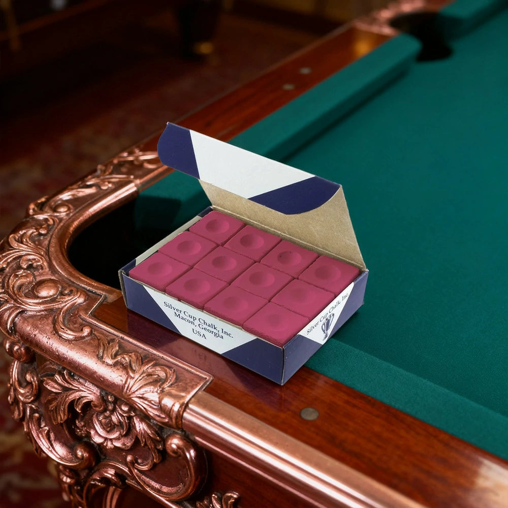 ARIX Silver Cup Chalk 12-Pack, Fine-Grain Cue Chalk for Smooth Control - Pink