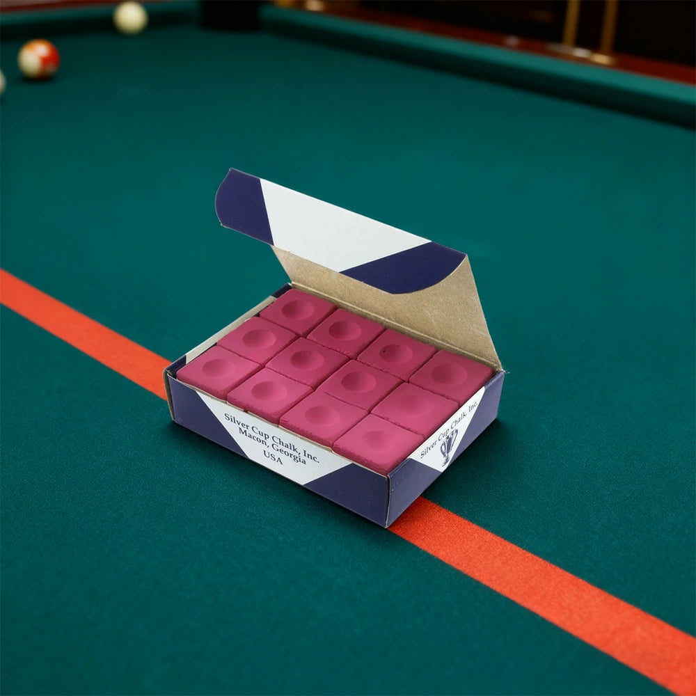 ARIX Silver Cup Chalk 12-Pack, Fine-Grain Cue Chalk for Smooth Control - Pink