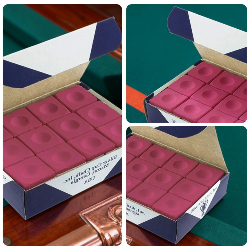 ARIX Silver Cup Chalk 12-Pack, Fine-Grain Cue Chalk for Smooth Control - Pink