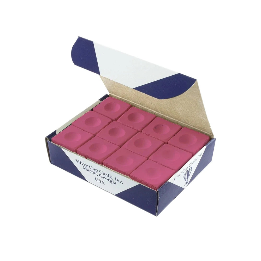 ARIX Silver Cup Chalk 12-Pack, Fine-Grain Cue Chalk for Smooth Control - Pink