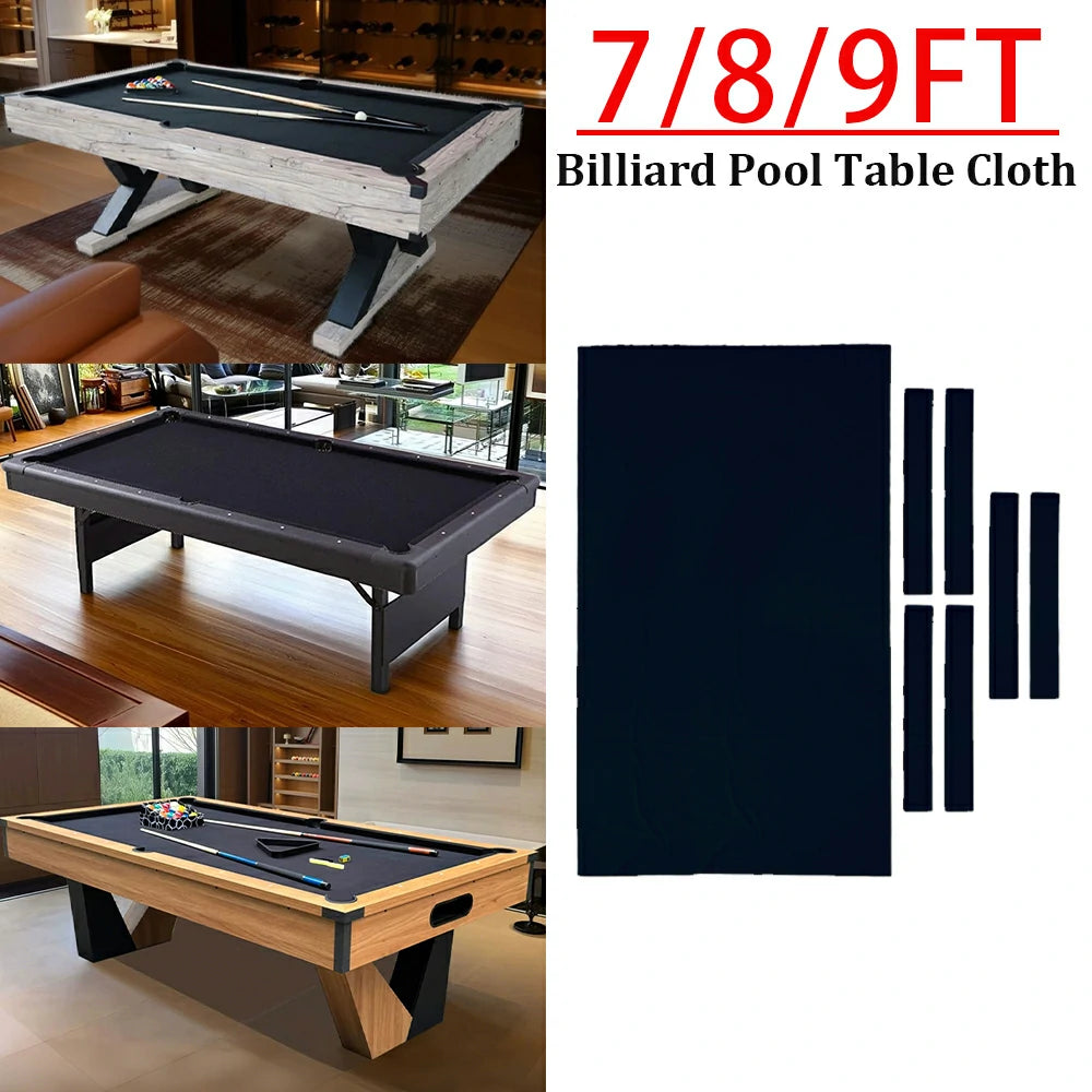 ARIX 7/8/9FT Billiard Table Cloth - High-Density Wool Blend, Anti-Pilling Durable Fabric for Smooth & Accurate Play - Black
