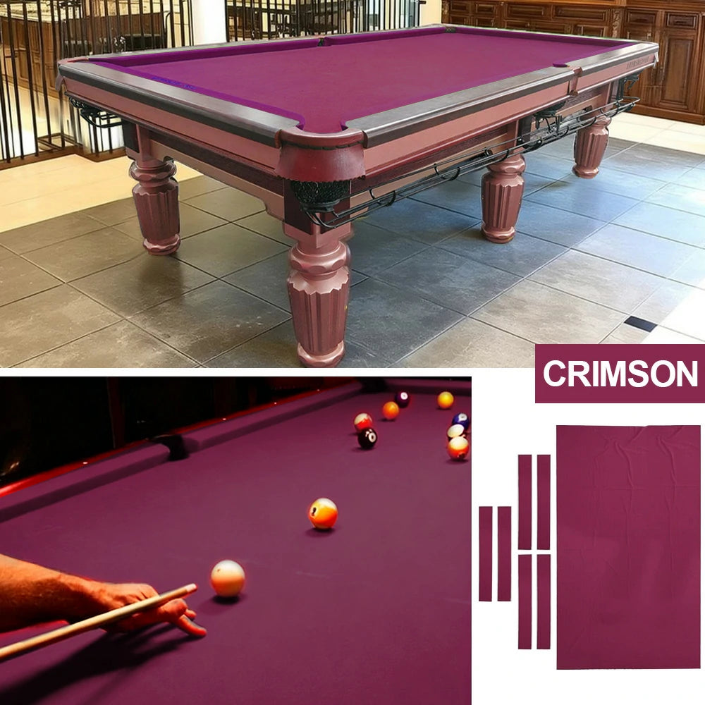 ARIX 7/8/9FT Billiard Table Cloth - High-Density Wool Blend, Anti-Pilling Durable Fabric for Smooth & Accurate Play - Crimson