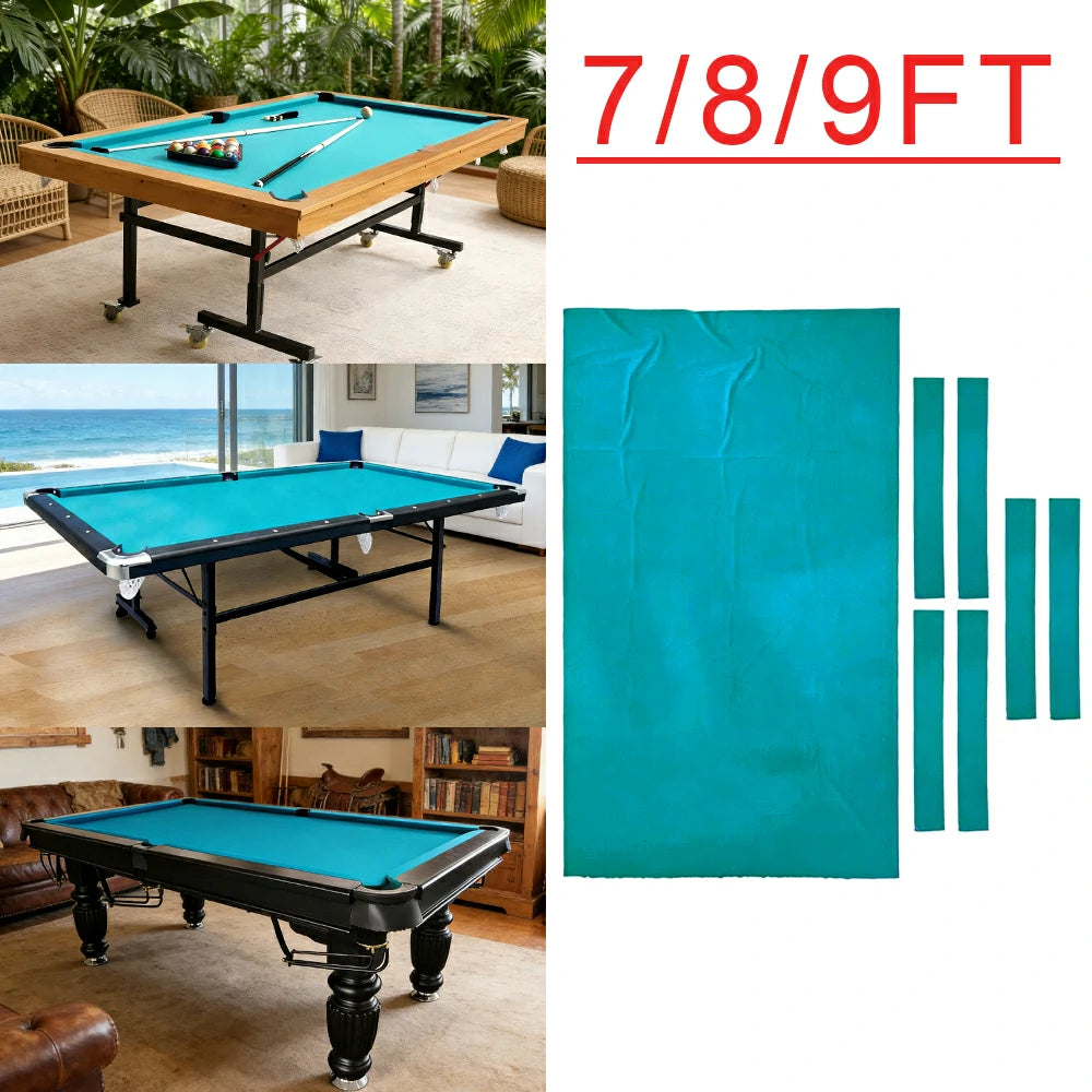 ARIX 7/8/9FT Billiard Table Cloth - High-Density Wool Blend, Anti-Pilling Durable Fabric for Smooth & Accurate Play - Cyan Blue