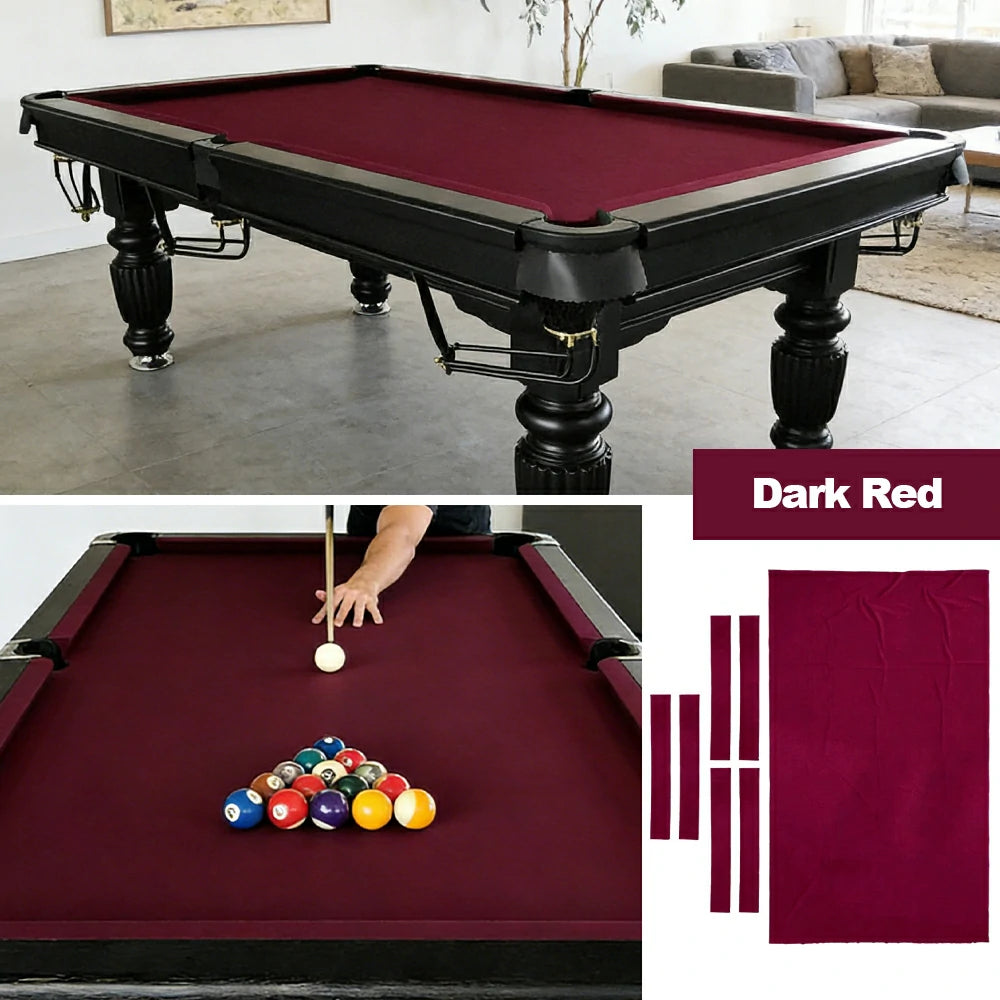 ARIX 7/8/9FT Billiard Table Cloth - High-Density Wool Blend, Anti-Pilling Durable Fabric for Smooth & Accurate Play - Dark Red