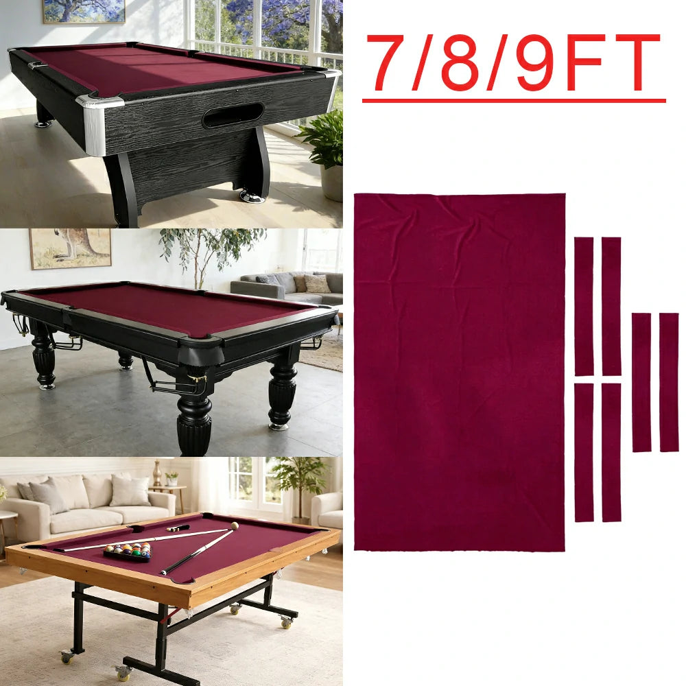 ARIX 7/8/9FT Billiard Table Cloth - High-Density Wool Blend, Anti-Pilling Durable Fabric for Smooth & Accurate Play - Dark Red