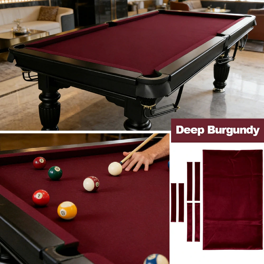 ARIX 7/8/9FT Billiard Table Cloth - High-Density Wool Blend, Anti-Pilling Durable Fabric for Smooth & Accurate Play - Deep Burgundy