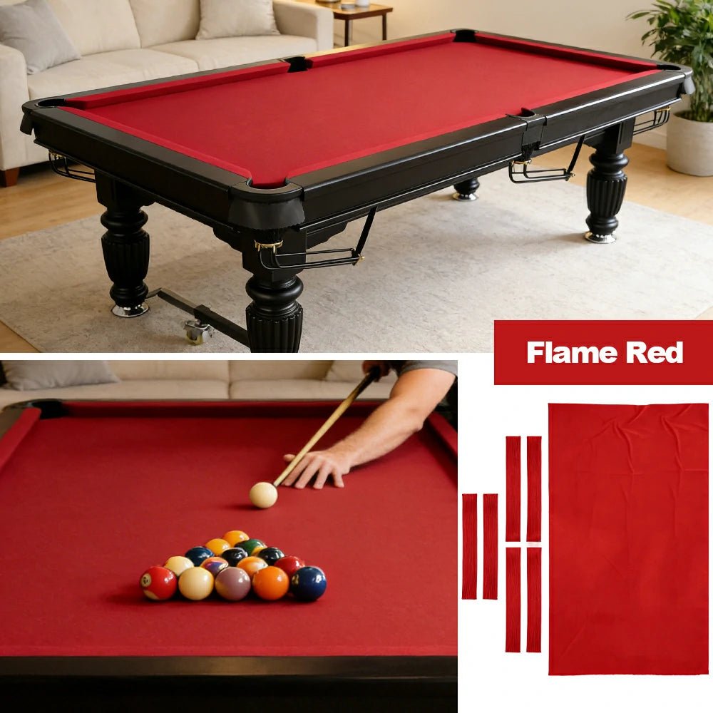 ARIX 7/8/9FT Billiard Table Cloth - High-Density Wool Blend, Anti-Pilling Durable Fabric for Smooth & Accurate Play - Flame Red