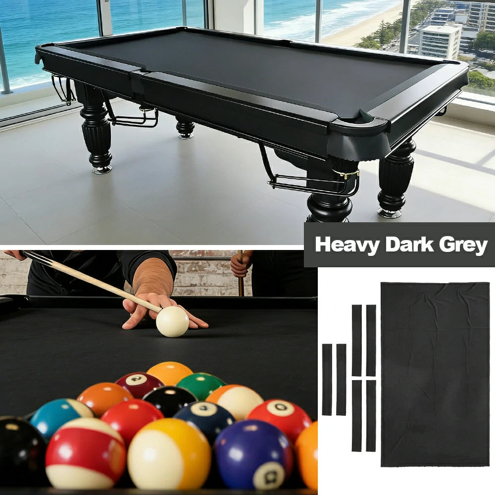 ARIX 7/8/9FT Billiard Table Cloth - High-Density Wool Blend, Anti-Pilling Durable Fabric for Smooth & Accurate Play - Heavy Dark Grey